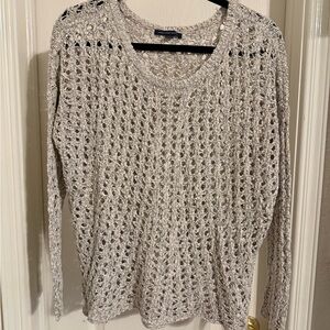 American Eagle Outfitters Crochet Open Weave Oatmeal Sweater